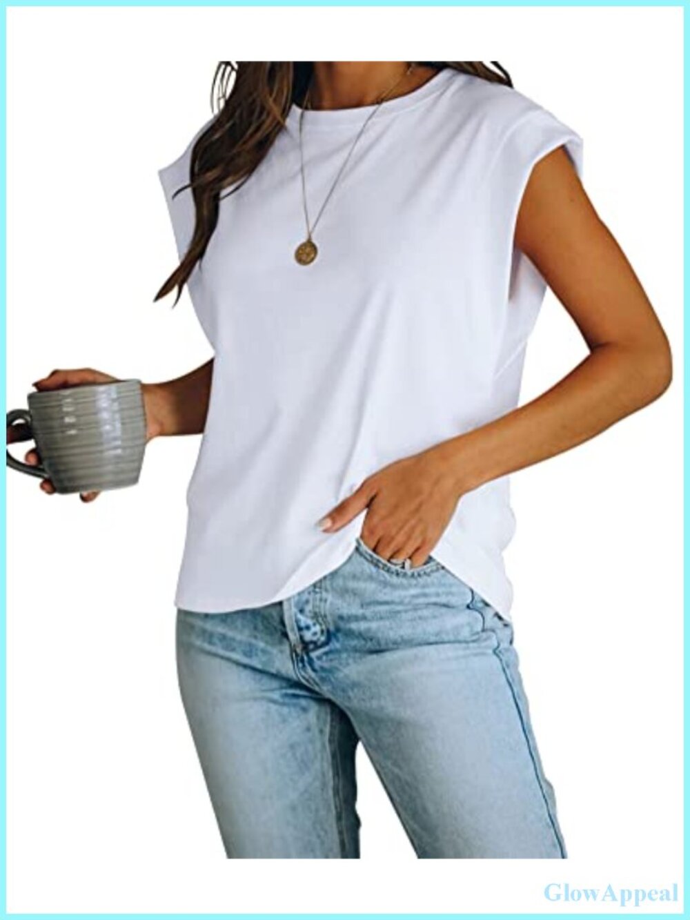 Womens Cap Sleeve Tank Top Crew Neck Loose Fit Cotton Summer Casual Tee